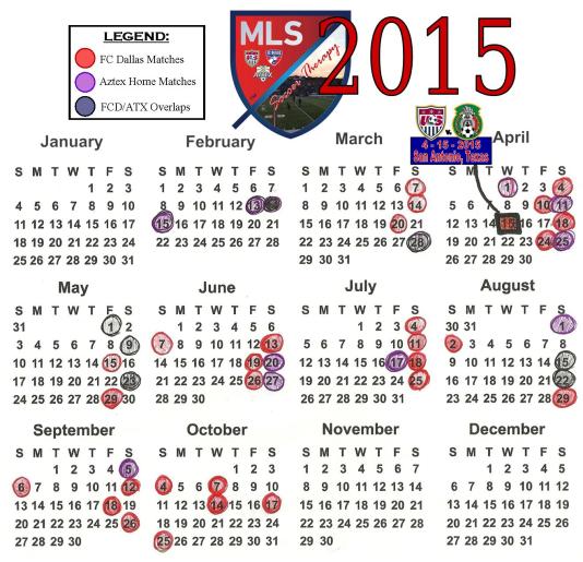 Soccer Therapy's 2015 schedule